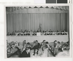 Photograph of Governor Charles Russell giving a speech, 1950s