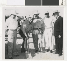 Photograph of C. D. Baker and others at a construction site, Las Vegas (Nev.), 1950-1962