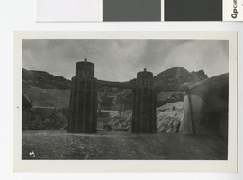 Photograph of Hoover Dam intake towers, 1935-1940
