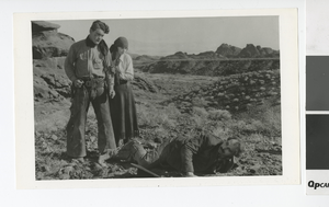 Photograph of actors shooting a western film, Logandale (Nev.), circa 1925