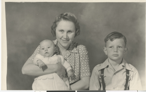 Photograph of Anna, Jane, and Edward Fayle, (Nev.), circa 1942