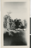 Photograph of Margaret, Jean, and May with deer, 1935-1950