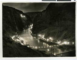 Photograph of canyon at night, Hoover Dam, April 8, 1932