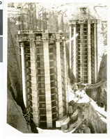 Photograph of intake towers, Hoover Dam, July 24, 1934