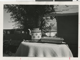 Photograph of glassware and opium pipe, Pioche (Nev.), 1940-1984