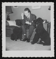 Photograph of Donn Arden with family dog, 1930-1950