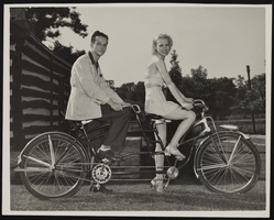 Photograph of Donn Arden on a bicycle, 1930s-1940s