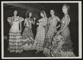 Photograph of Donn Arden's dancers backstage, 1930s-1940s