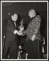 Photograph of Donn Arden accepting an award, Las Vegas (Nev.), mid 1970s