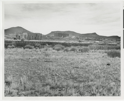 Photograph of ruins of a train station, Goldfield (Nev.), 1918-1928