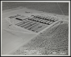 Photograph of aerial view of building boarding camps, Henderson (Nev.), January 5, 1942