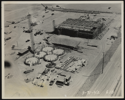 Photograph of aerial view of preparation plant construction, Henderson (Nev.), March 31, 1942