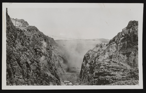 Photograph of upstream Hoover Dam, approximately 1932-1936