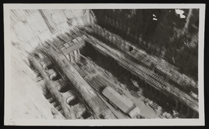 Photograph of construction at dam's base, Hoover Dam, approximately 1932-19336
