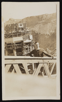 Photograph of a man on a catwalk, Hoover Dam, approximately 1931-1936