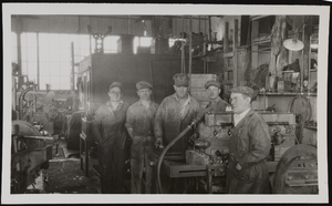 Photograph of men in a shop, Boulder City (Nev.), approximately 1931-1936