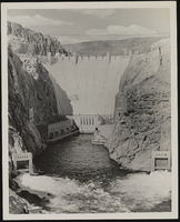 Photograph of water from the Colorado River leading up to the Hoover Dam, 1936