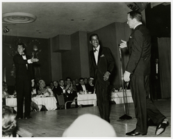 Photograph of Sammy Davis Jr., Dean Martin, and Frank Sinatra in the Copa  Room, Las Vegas, early 1960s