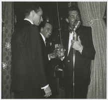 Photograph of Frank Sinatra, Joey Bishop, and Dean Martin backstage, Las Vegas, early 1960s