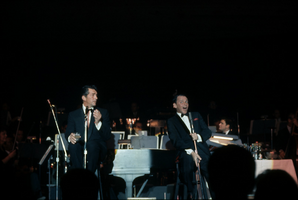 Slide transparency of Frank Sinatra and Dean Martin singing onstage in the Copa Room, Las Vegas, circa 1960s