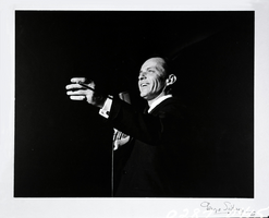 Film transparency of Frank Sinatra singing onstage at the Sands Hotel, Las Vegas, circa 1960s