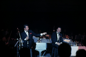 Slide transparency of Frank Sinatra and Dean Martin onstage in the Copa Room, Las Vegas, circa 1960s