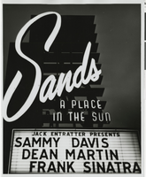 Photograph of the marquee at the Sands Hotel, Las Vegas, circa 1963