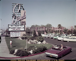 Film transparency of the marquee and entrance to the Sands Hotel, Las Vegas, circa 1960s