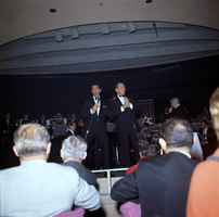 Film transparency of Frank Sinatra and Dean Martin on opening night of their show at the Sands Hotel, Las Vegas, January 22, 1964