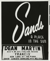 Photograph of the marquee at the Sands Hotel, Las Vegas, September 1962
