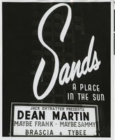 Photograph of the Sands Hotel marquee, Las Vegas, circa 1963