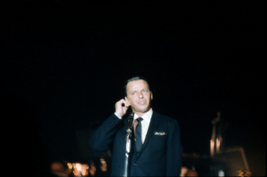 Slide transparency of Frank Sinatra onstage at the Copa Room in the Sands Hotel, Las Vegas, February 1963