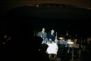 Slide transparency of Dean Martin and Frank Sinatra performing at the Sands Hotel, Las Vegas, February 1963