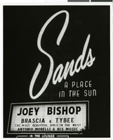 Photograph of the marquee at the Sands Hotel advertising Joey Bishop, Las Vegas, circa 1960s