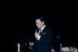 Slide transparency of Frank Sinatra singing in the Copa Room at the Sands Hotel, Las Vegas, February 1963