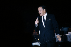 Slide transparency of Frank Sinatra singing onstage at the Sands Hotel, Las Vegas, February 1963