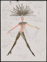 Heavenly Bodies opening number starburst for 12 showgirls: costume design drawings, 1983