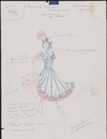 Souvenir de Paris seven dressed dancers:  costume design drawings, 1983