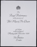 The Royal Performance in the Presence of Her Majesty the Queen: program