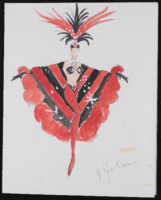 Untitled showgirl with red and black capelet: original drawings