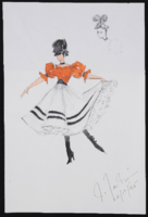 Untitled cancan girl with hat detail: original drawing