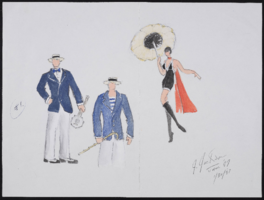 #1 two males and one female with parasol: original drawing