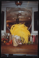 Yellow and rhinestone showgirl outfit: mock-up