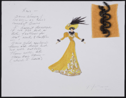 Untitled yellow 1900s gowns: color photocopies with fabric swatches