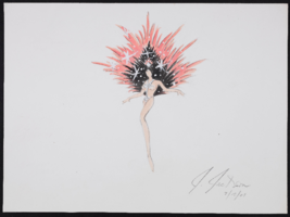 Untitled showgirl with feather backing: original costume design drawing