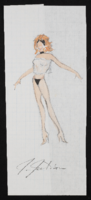 Untitled nude figures rendered on graph paper: costume design drawings