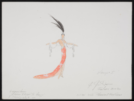 Transition from vamps to tango: original costume design drawing