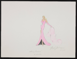 Striptease gown for five girls: original costume design drawing
