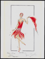 1920s flapper costume design drawings: color photocopies