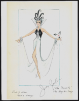 1920s tango costume design drawings: color and black-and-white photocopies